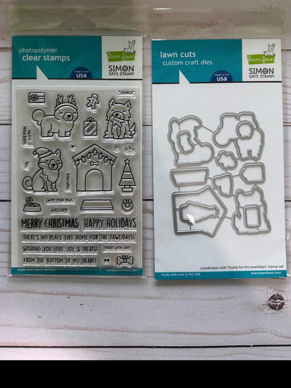 LAWN FAWN AND SIMON SAYS STAMP! Stamptember Home for the Pawlidays stamp and die